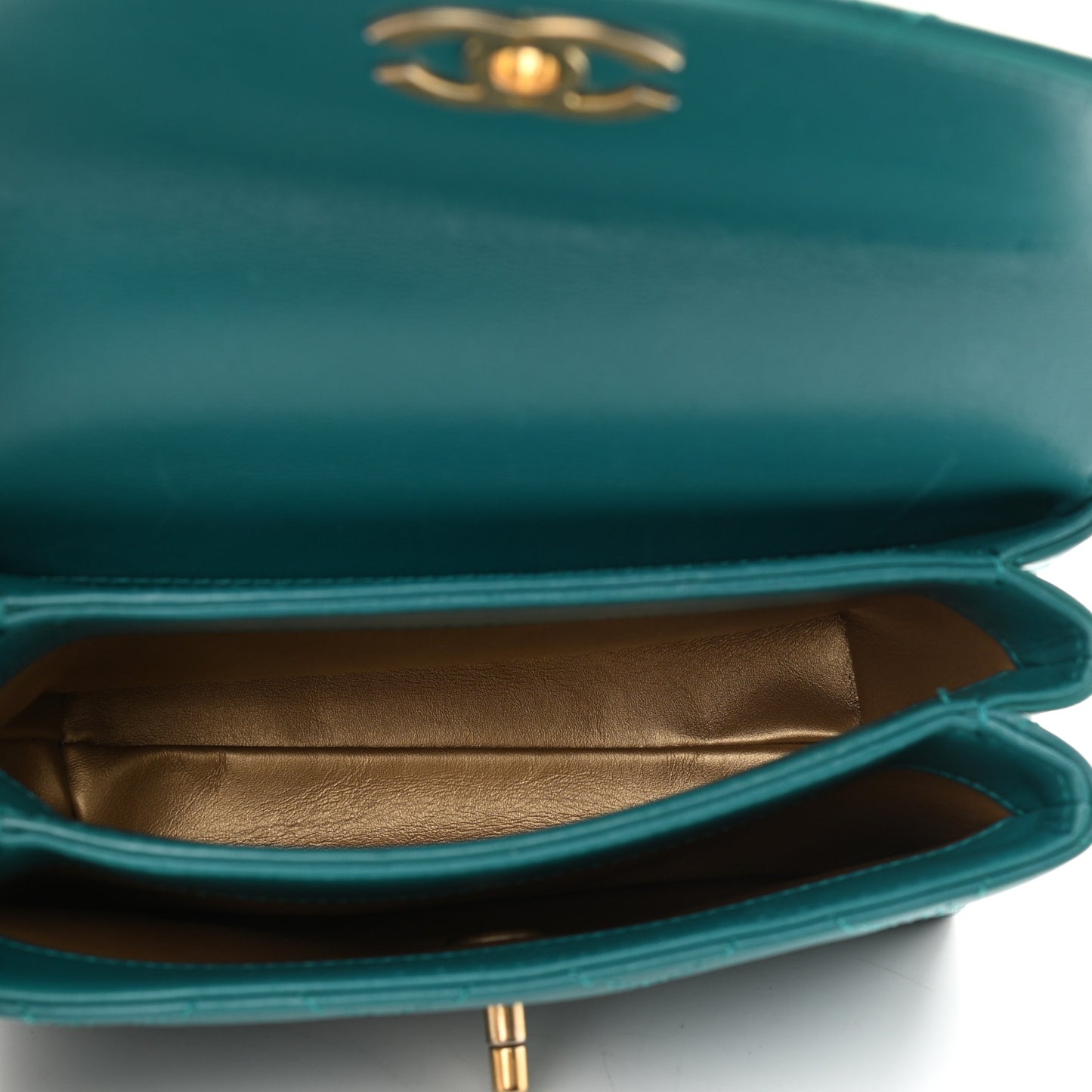 Lambskin Quilted Small Trendy Spirit Top Handle Bag Green