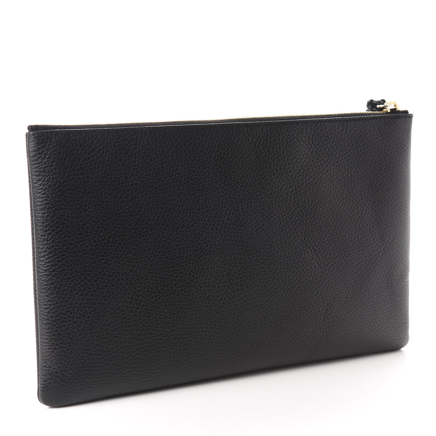 Gucci Pebbled Calfskin Large Bamboo Clutch Black 3 of 9