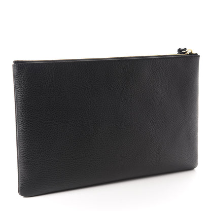 Gucci Pebbled Calfskin Large Bamboo Clutch Black 3 of 9