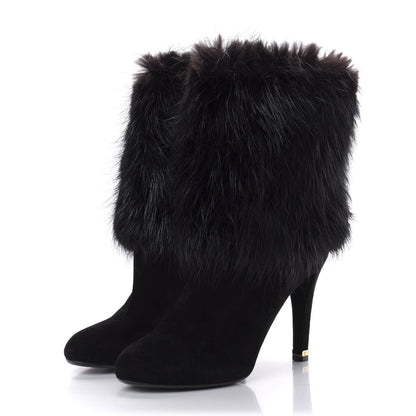 Louis Vuitton Suede Beaver Fur Glam Ankle Boots 39.5 Black 3 of 7