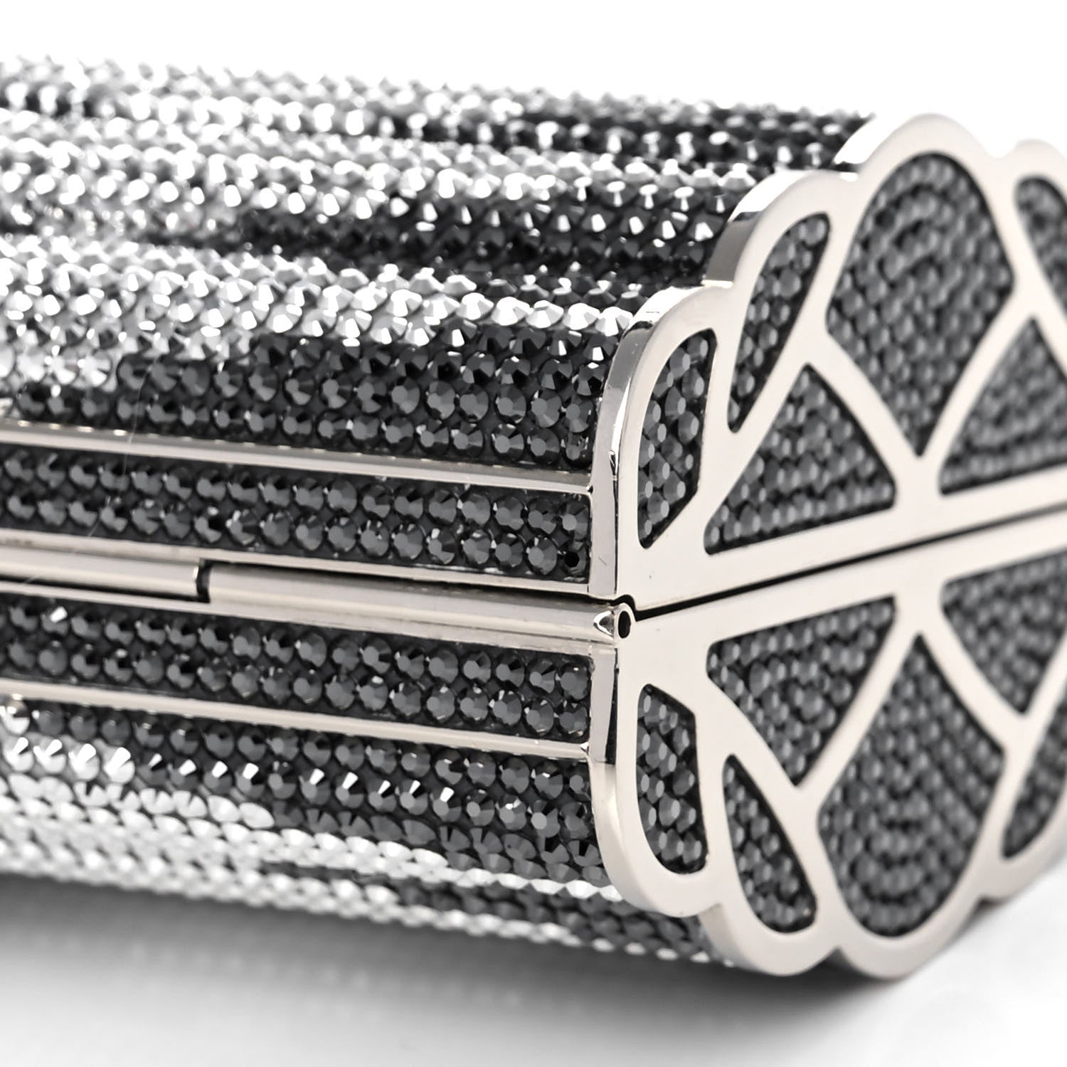 Judith Leiber Swarovski Crystal Cosmojet Minaudiere Clutch Black Silver 8 of 10