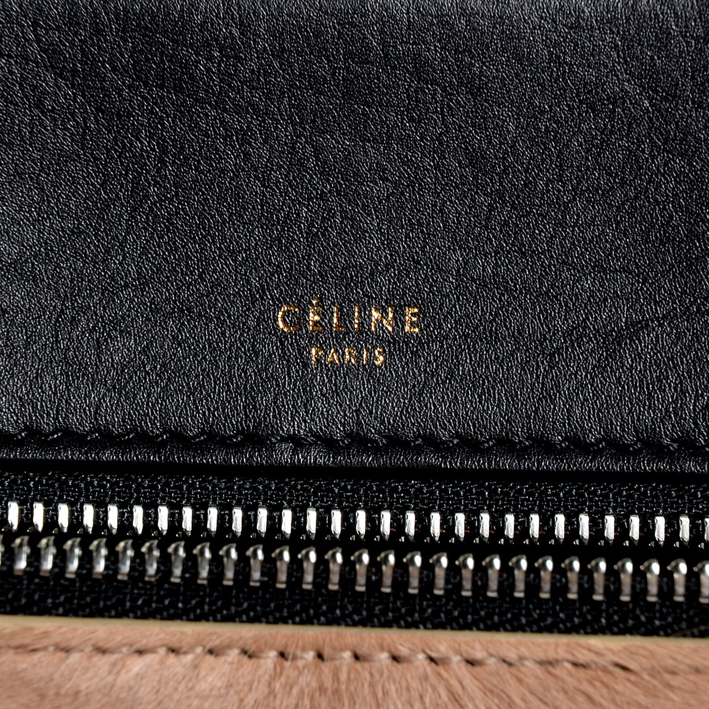 Pony Hair Medium Edge Shoulder Bag Praline