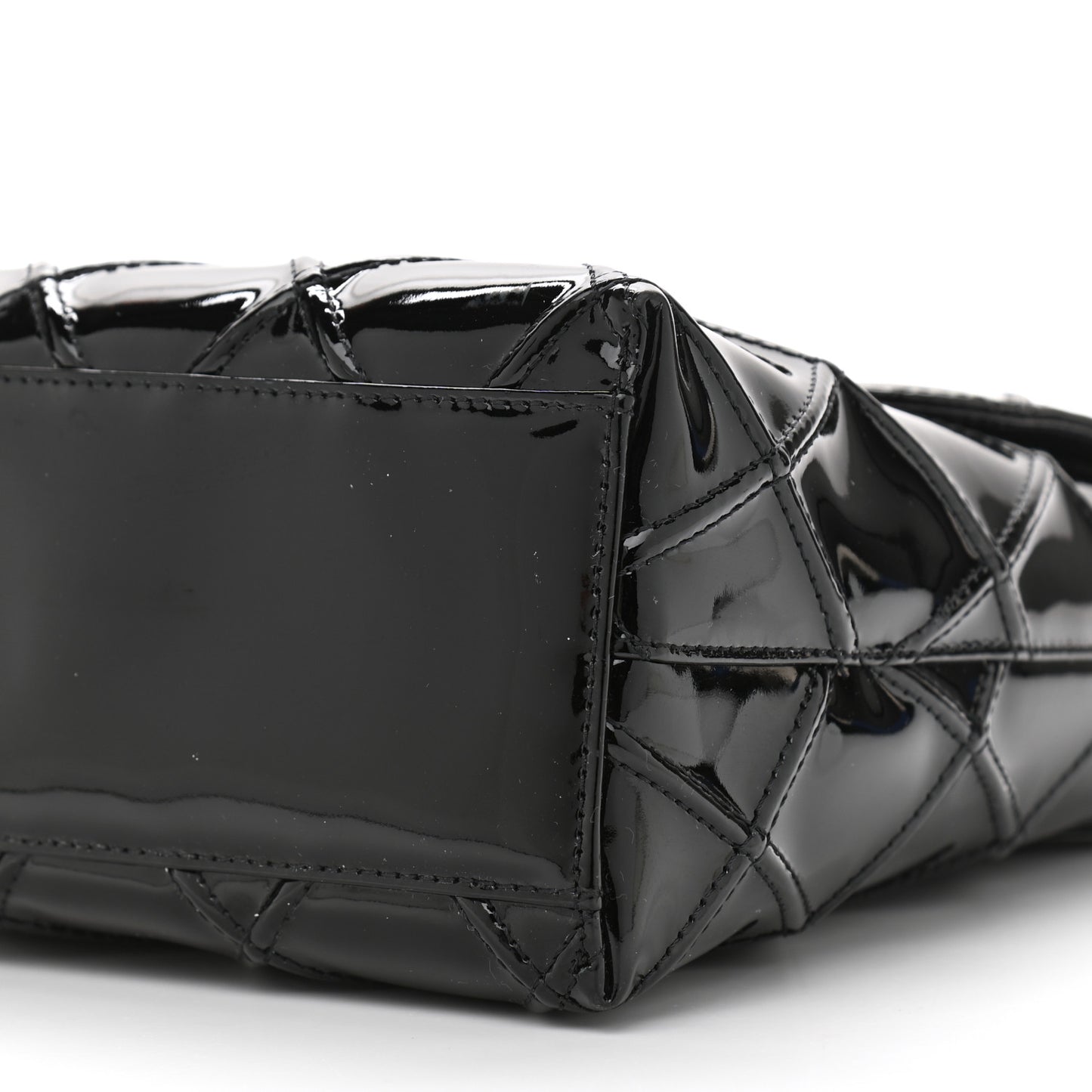 Patent Quilted Shoulder Bag Black