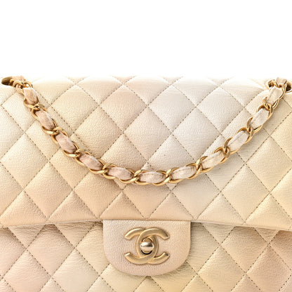 Chanel Metallic Goatskin Quilted Ombre Medium Double Flap Gold 9 of 11