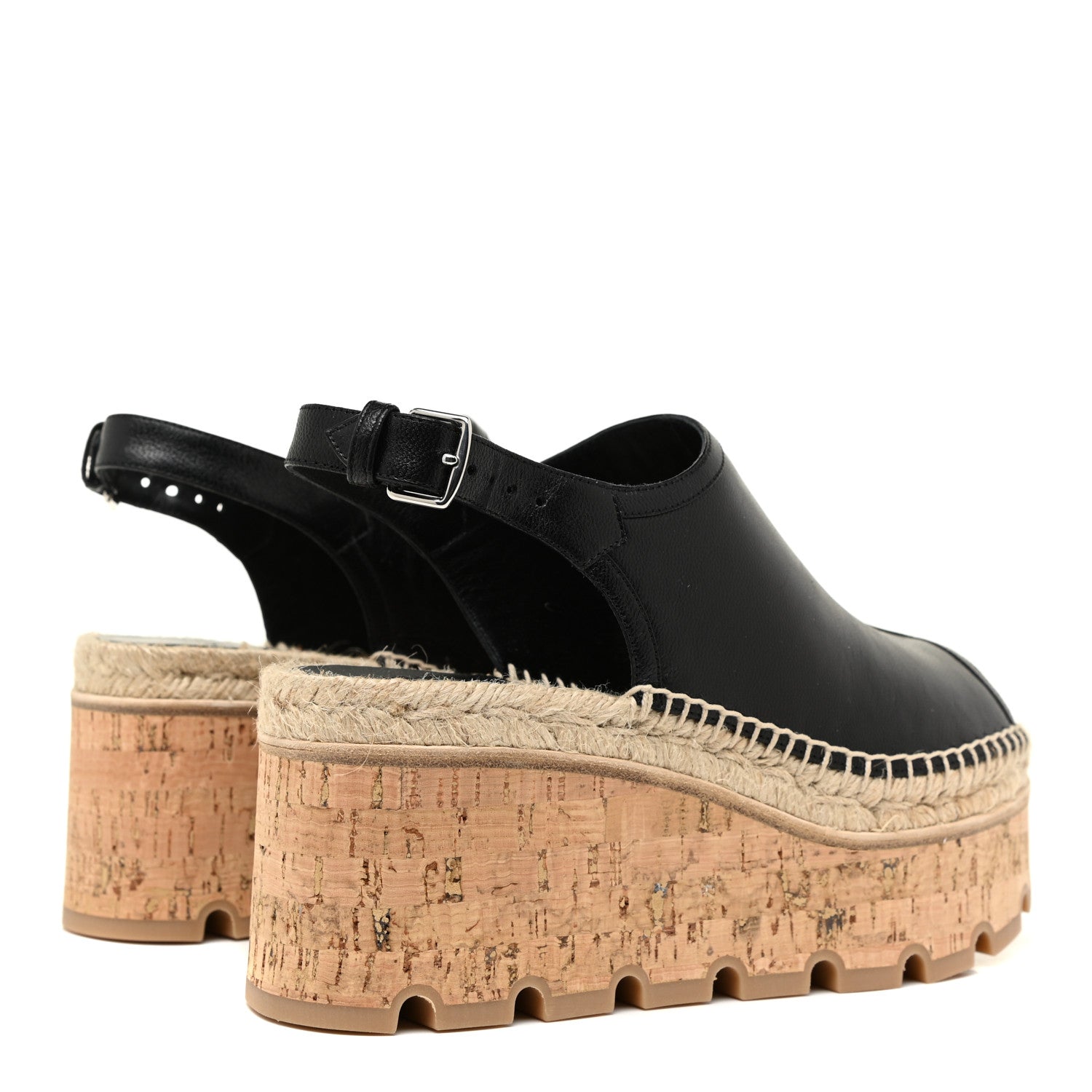 Hermes Goatskin Envie 30 Espadrille Wedge Sandals 36 Black 5 of 15