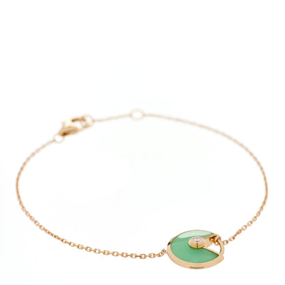 Cartier 18K Yellow Gold Diamond Chrysoprase Amulette de Cartier Bracelet 1 of 5