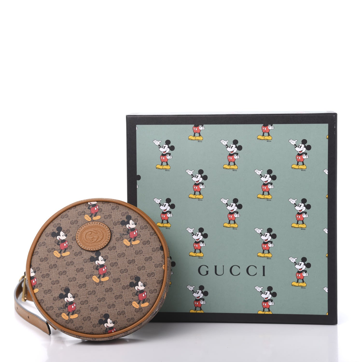 Gucci X DISNEY Mini Vintage GG Supreme Monogram Mickey Mouse Round Backpack Beige Vintage Sun Oil 10 of 10