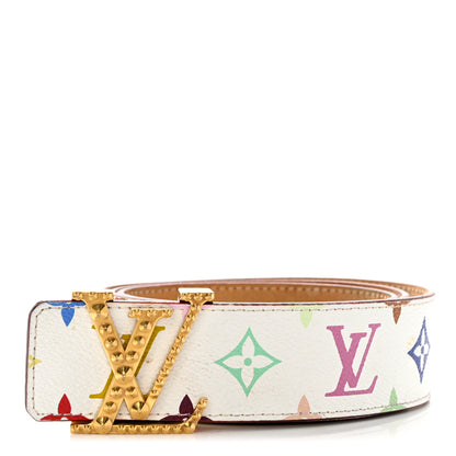 Louis Vuitton Monogram Multicolor Studded LV Initiales Belt 90 36 White 1 of 8