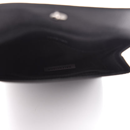 Balenciaga Squared Calfskin Logo Shopping Envelope Clutch Black 5 of 8