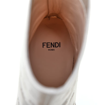 Fendi Vitello Karligraphy Embossed FFreedom High Heel Ankle Boots 39 White 7 of 8