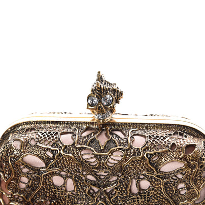 Alexander McQueen Metal Filigree Crystal Embellished Duchesse Skull Box Clutch Gold 11 of 14