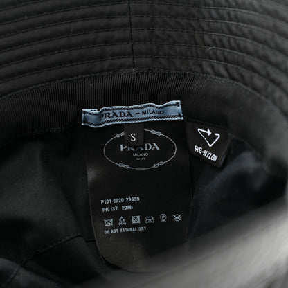 Prada Re-Nylon Metal Triangle Logo Womens Bucket Hat S Black 8 of 11