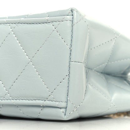 Chanel Shiny Aged Calfskin Quilted Nano Kelly Shopper Light Blue 10 of 11