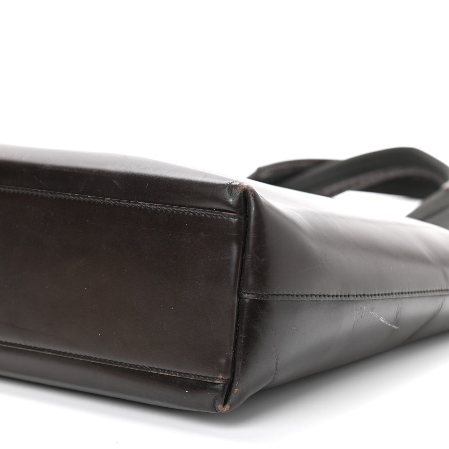 Vitello Lux Logo Tote Dark Brown