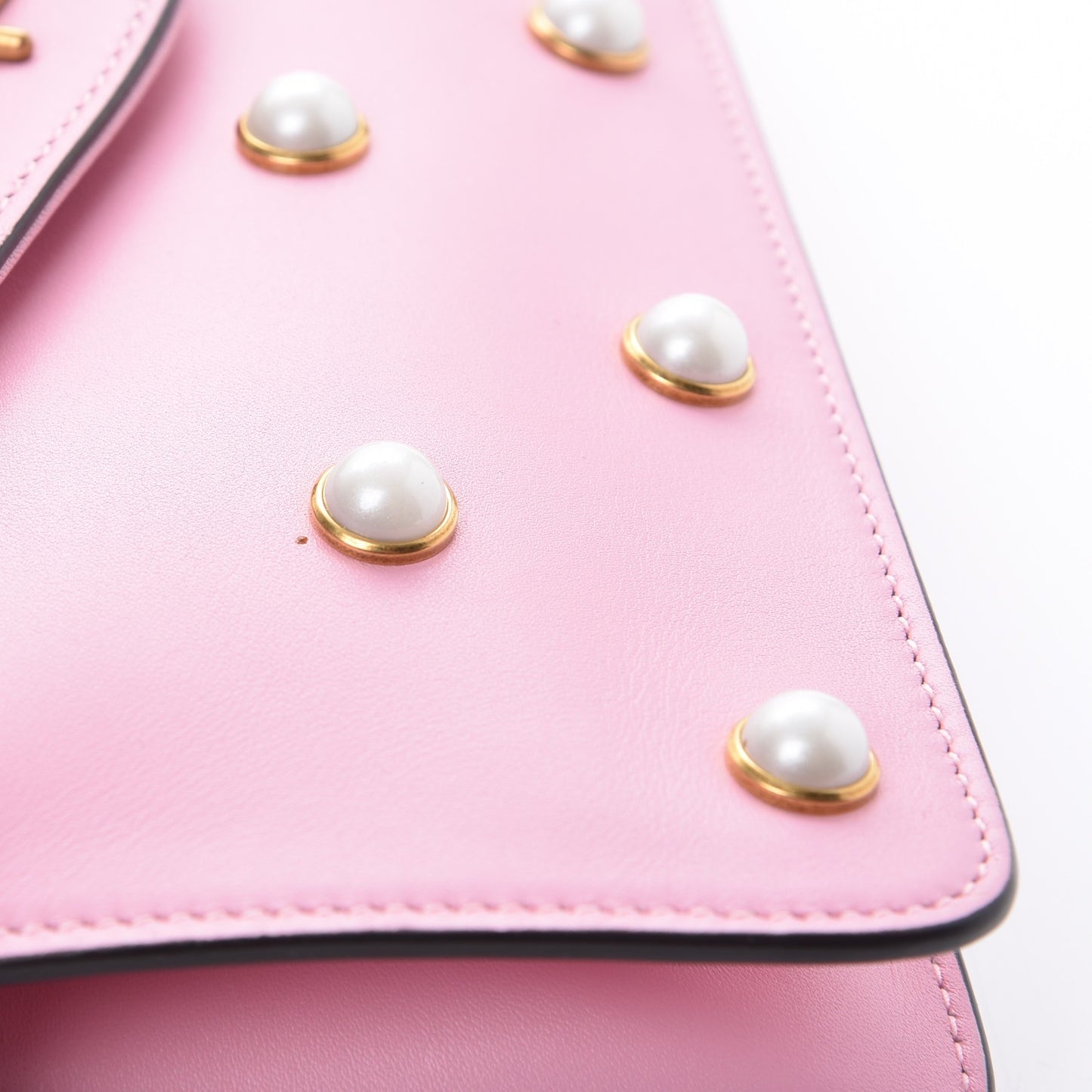 Nappa Pearl Studded Mini Queen Margaret Broadway Shoulder Bag Sugar Pink