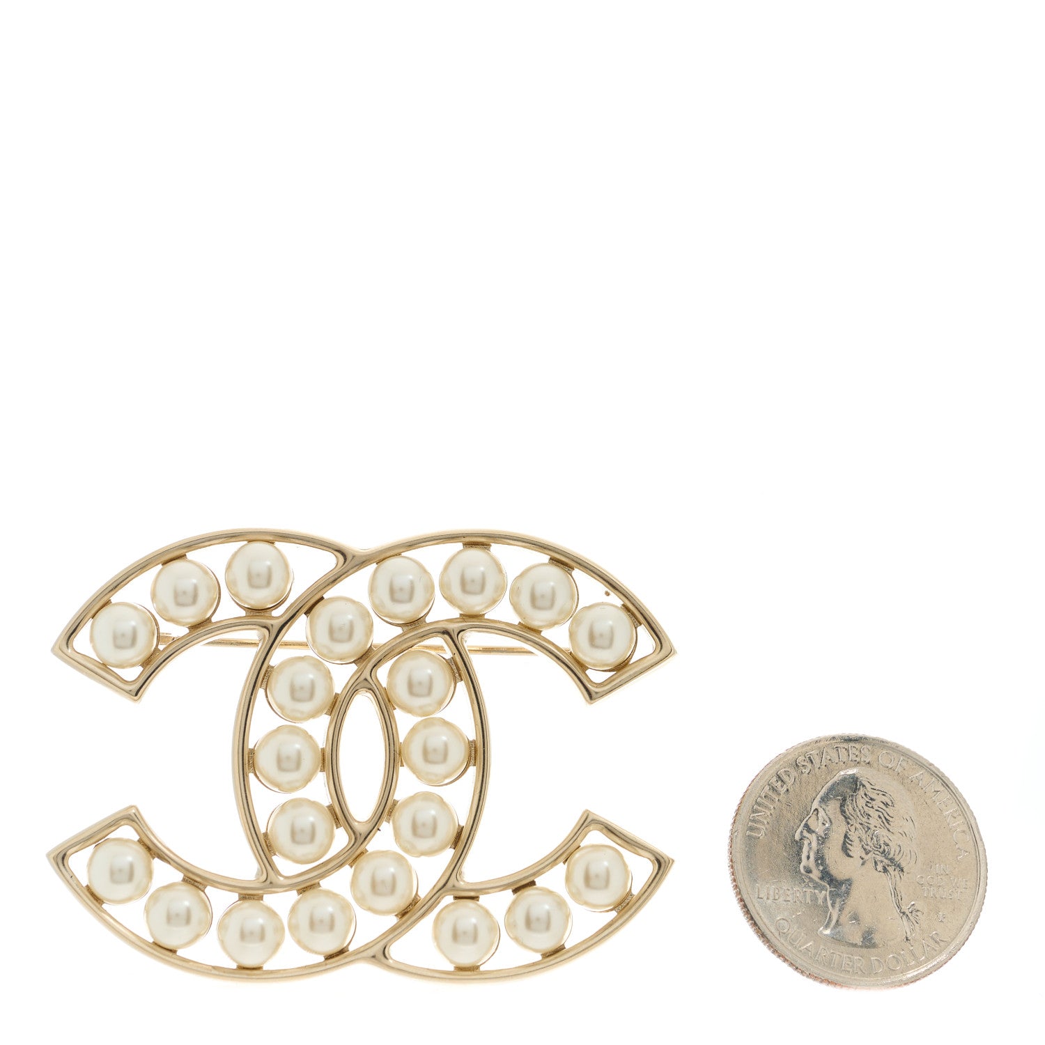 Chanel Pearl CC Brooch Light Gold 2 of 4