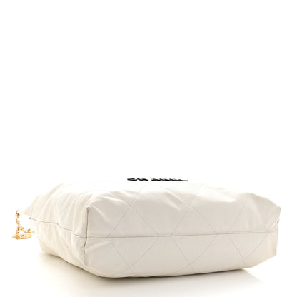 Chanel Shiny Calfskin Quilted Chanel 22 White Black 5 of 11
