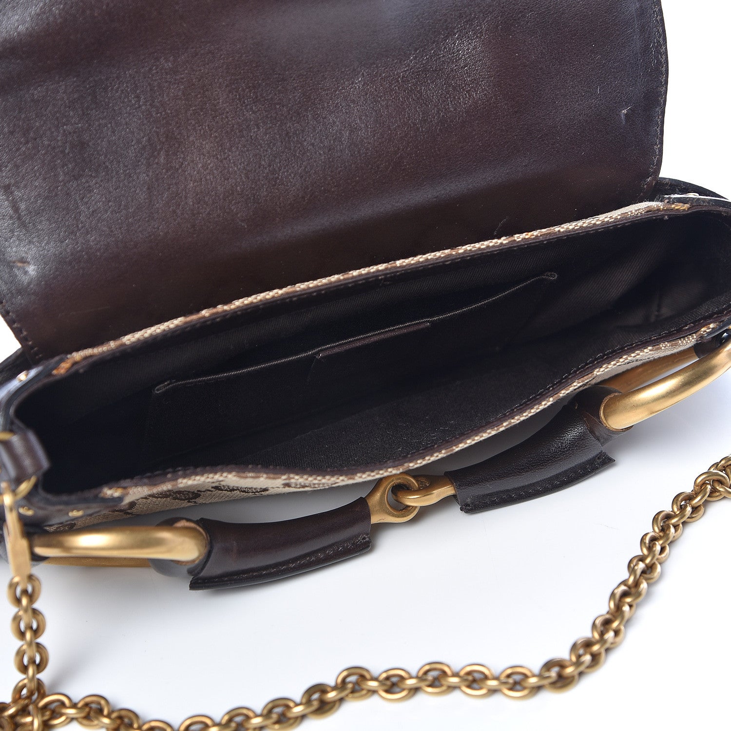 Gucci Monogram Studded Horsebit Clutch Dark Brown 5 of 16