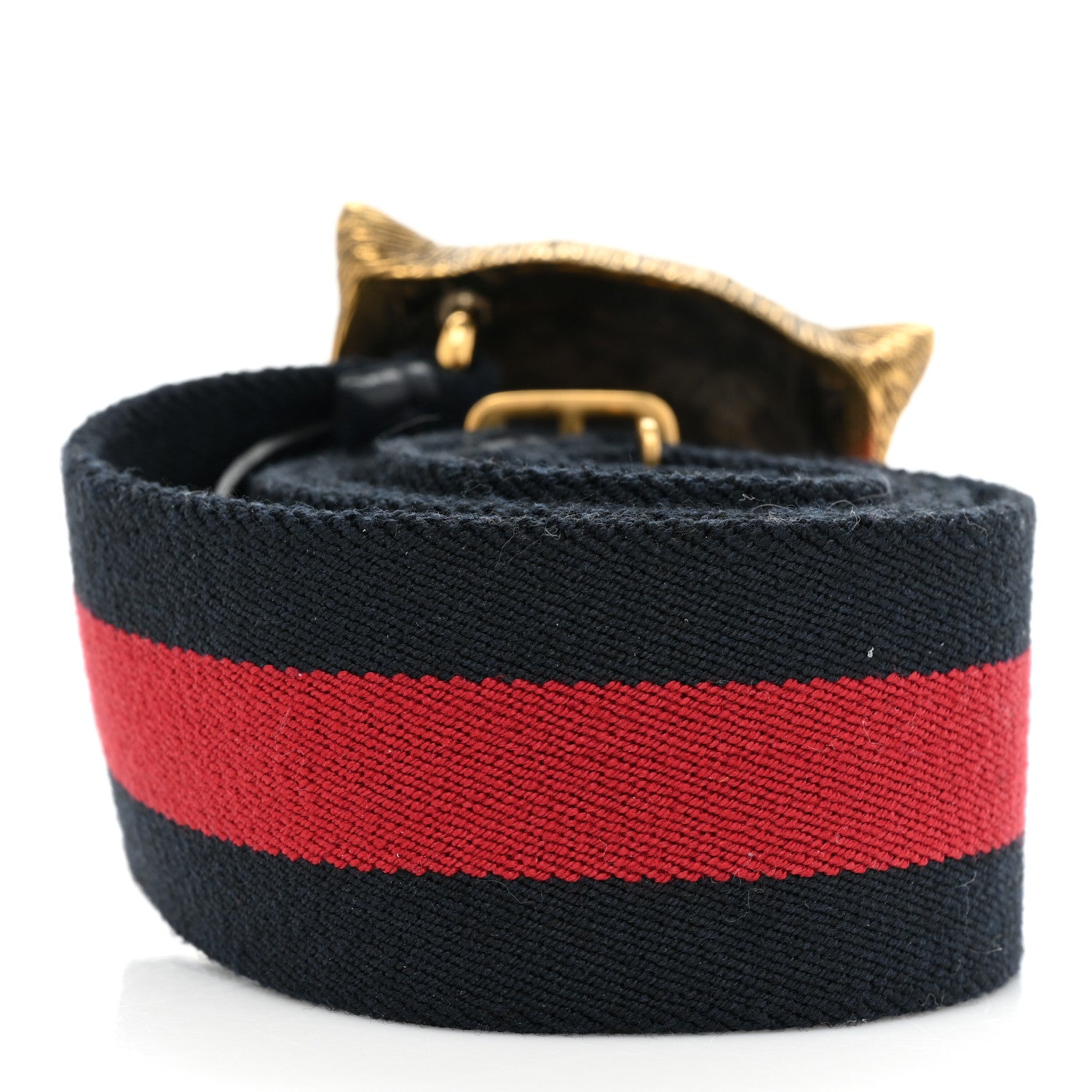 Gucci Web Feline Buckle Belt 80 32 Blue Red 2 of 5