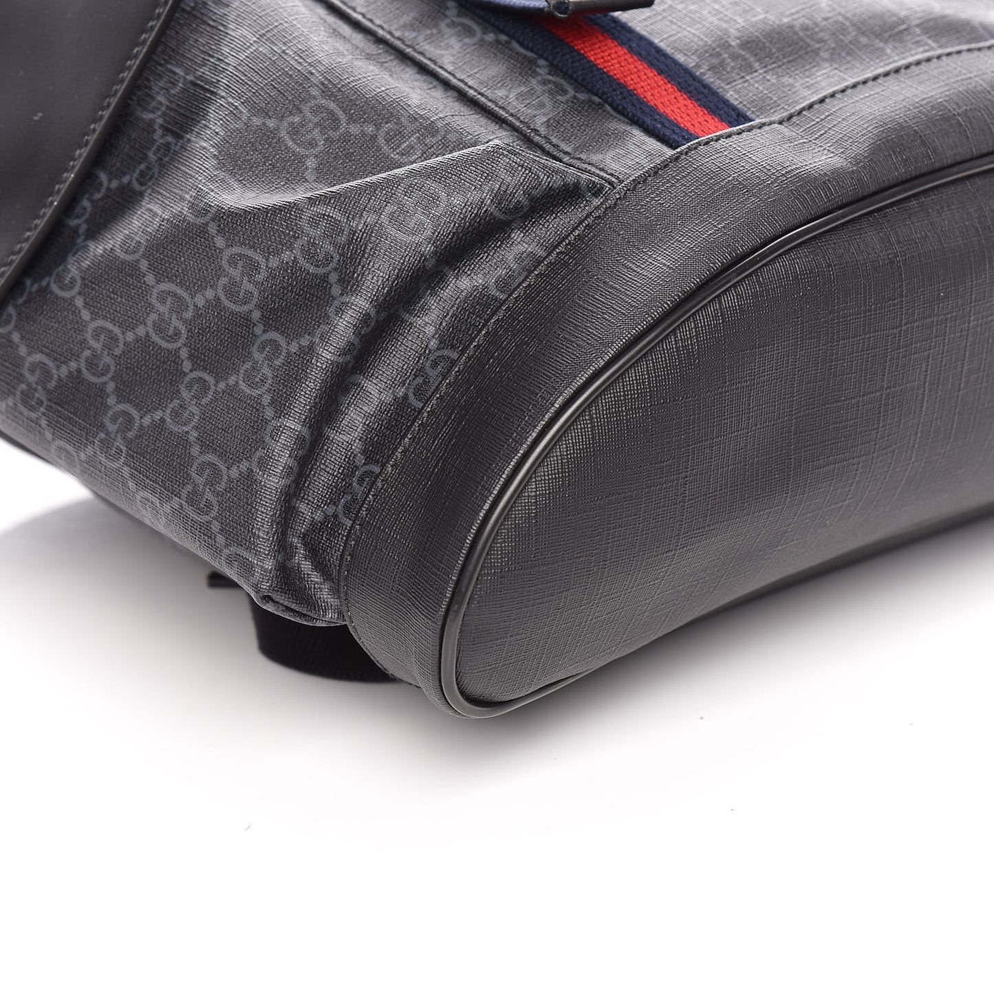 Soft GG Supreme Monogram Appia Calfskin Web Double Buckle Backpack Black