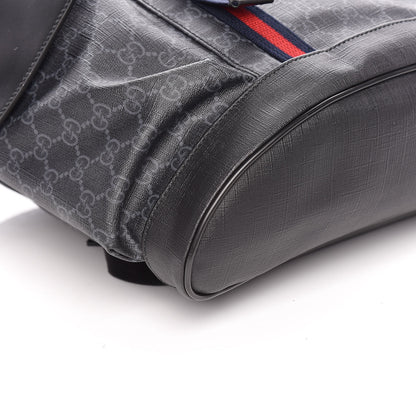 Gucci Soft GG Supreme Monogram Appia Calfskin Web Double Buckle Backpack Black 8 of 10