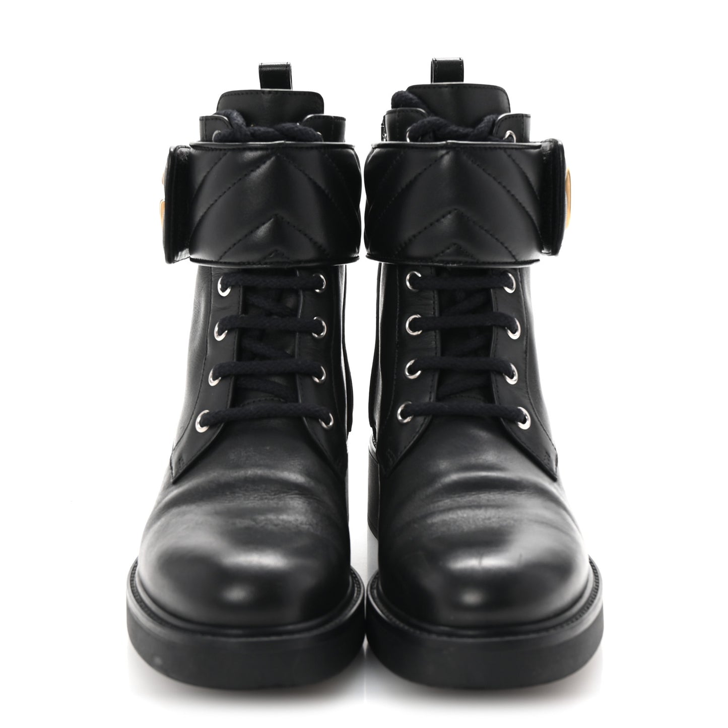 Flores Calfskin Nappa Matelasse GG 40mm Ankle Boots 37.5 Black