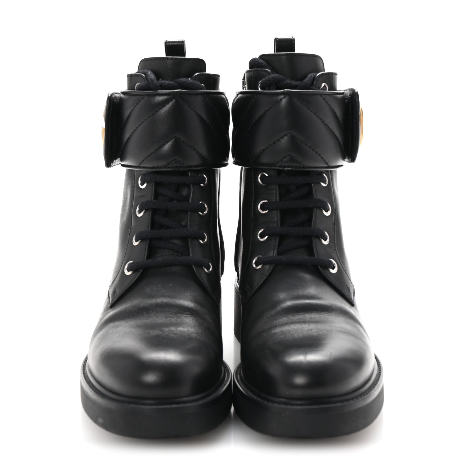Gucci Flores Calfskin Nappa Matelasse GG 40mm Ankle Boots 37.5 Black 3 of 10