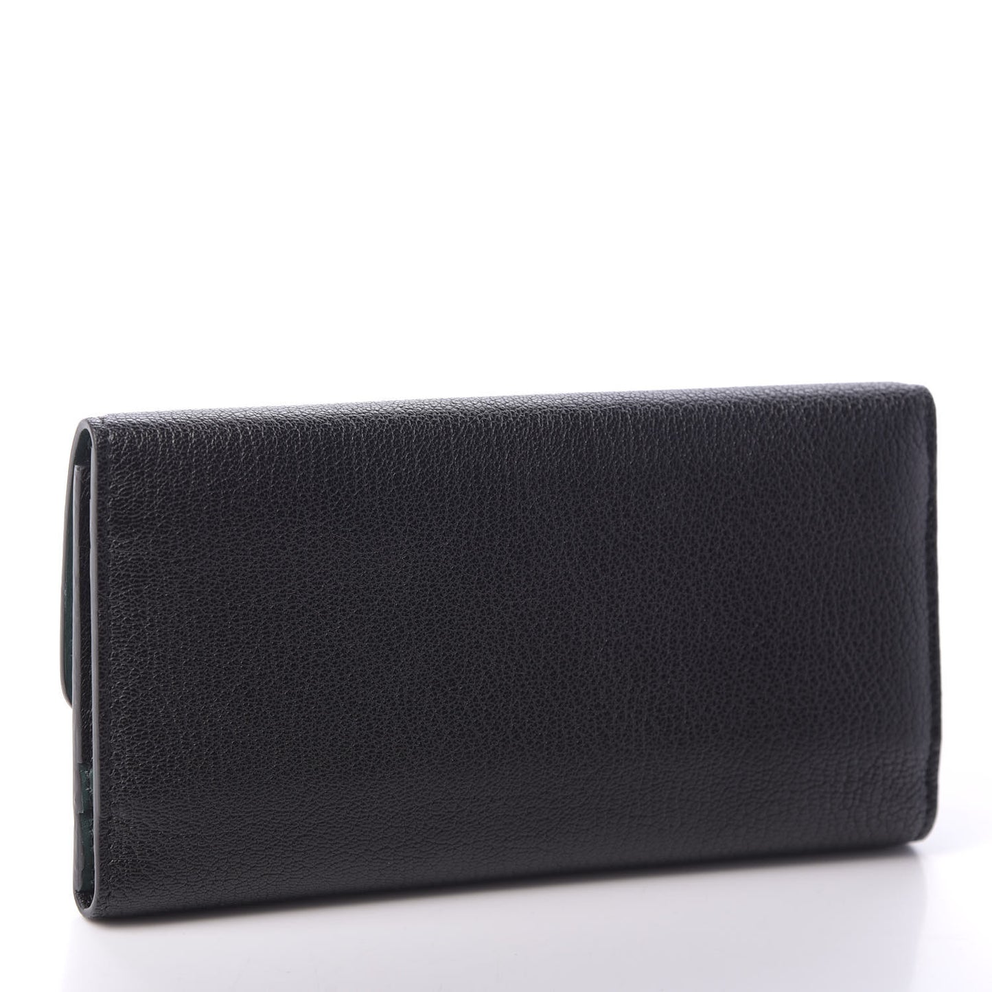 Grainy Calfskin D-Ring Continental Wallet Black