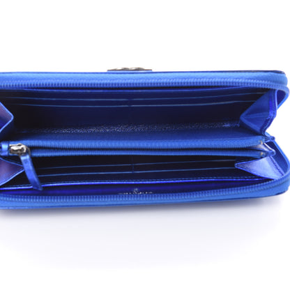 Chanel Metallic Patent Calfskin Quilted Boy L-Gusset Zip Wallet Blue 5 of 11