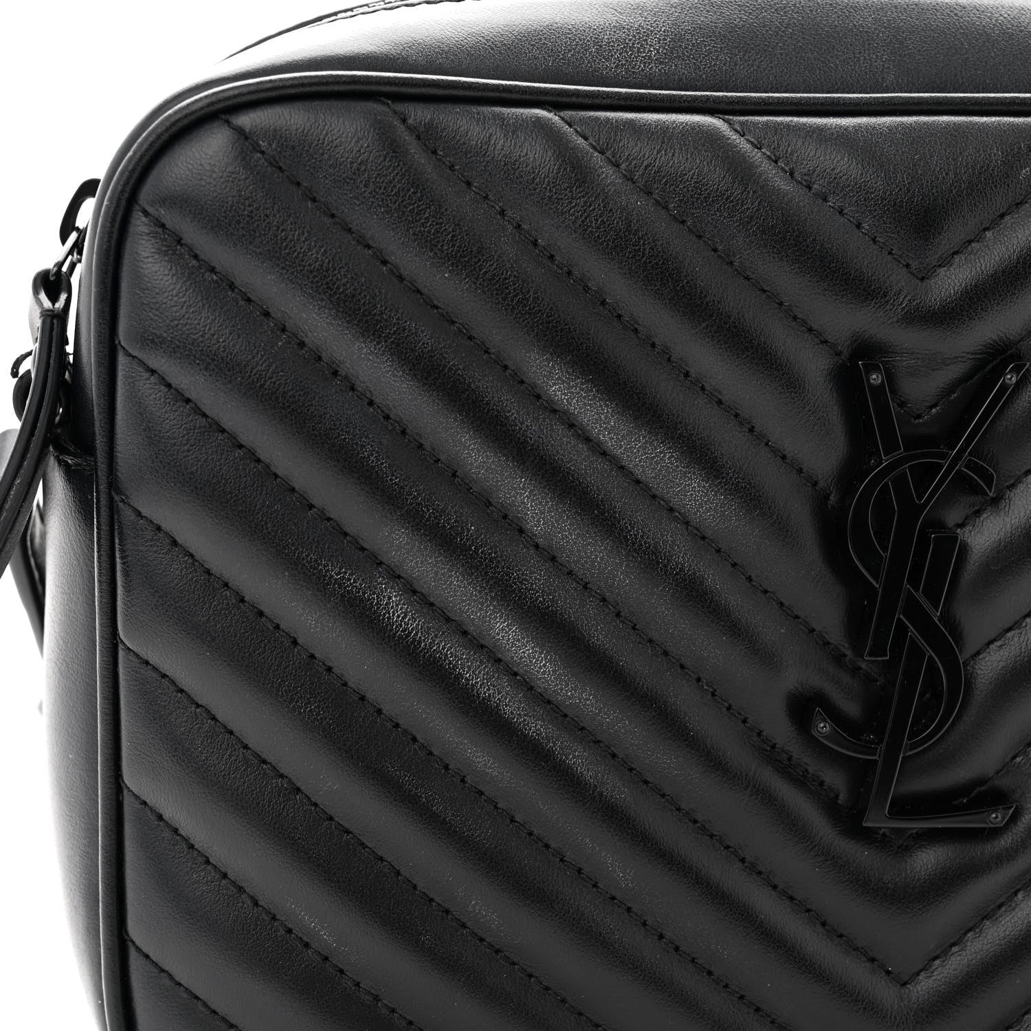 Saint Laurent Calfskin Matelasse Monogram Monochrome Lou Camera Bag Black 13 of 15
