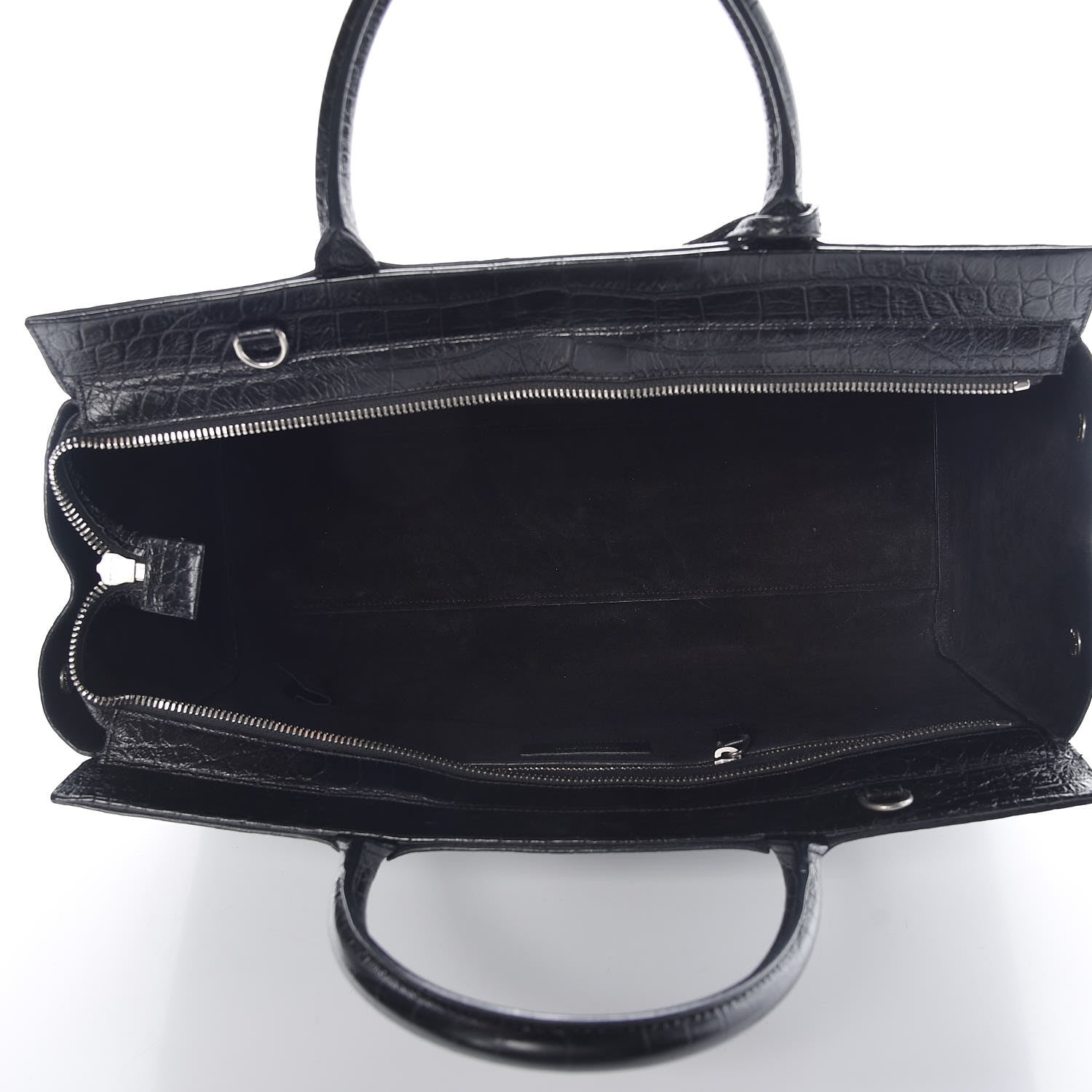 Saint Laurent Calfskin Crocodile Embossed Medium Cabas Rive Gauche Black 5 of 8