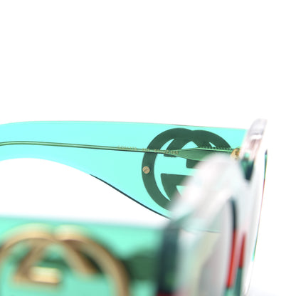 Gucci Acetate Round Frame Sunglasses GG0177S Green Red 6 of 8