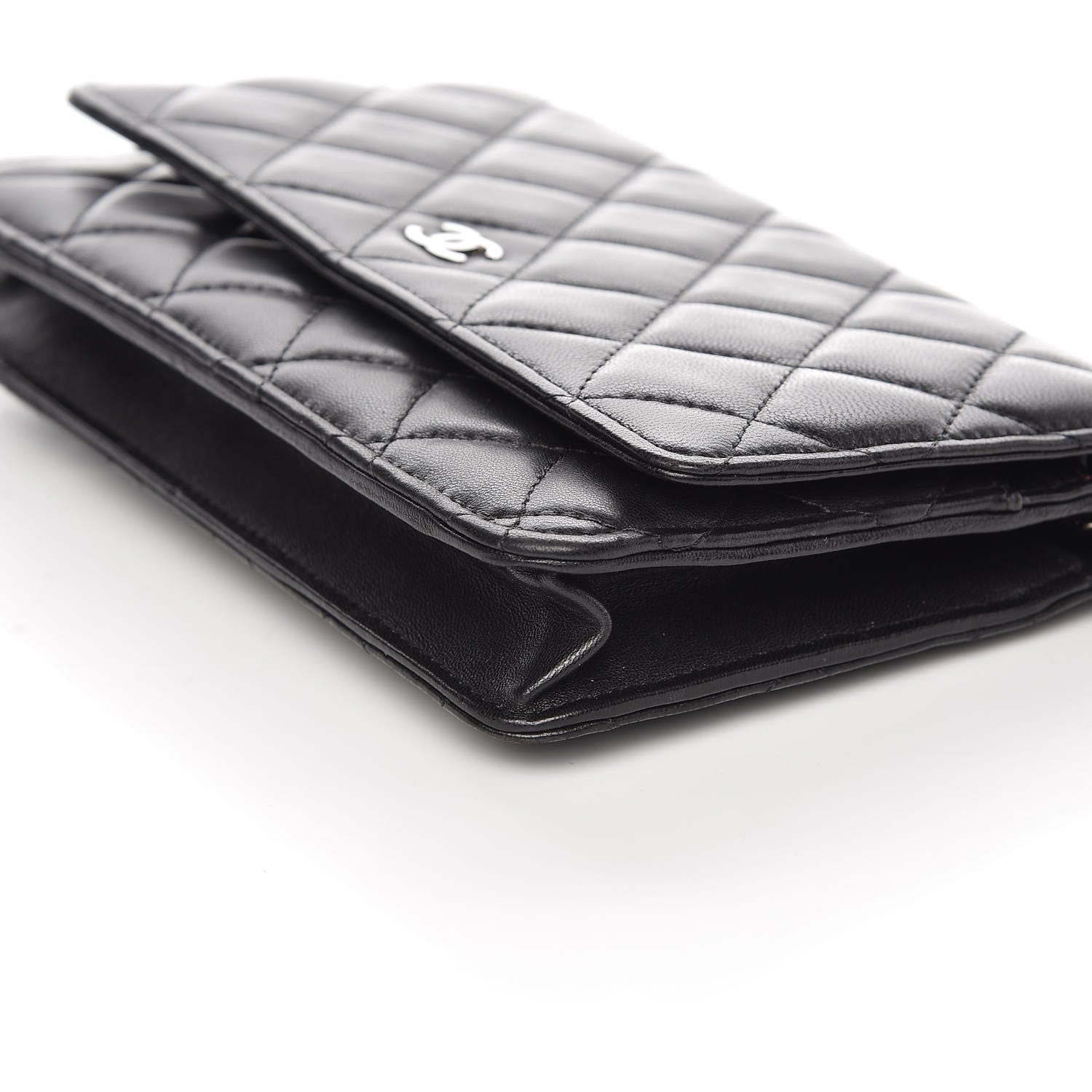 Chanel Lambskin Quilted Wallet On Chain WOC Black 10 of 12