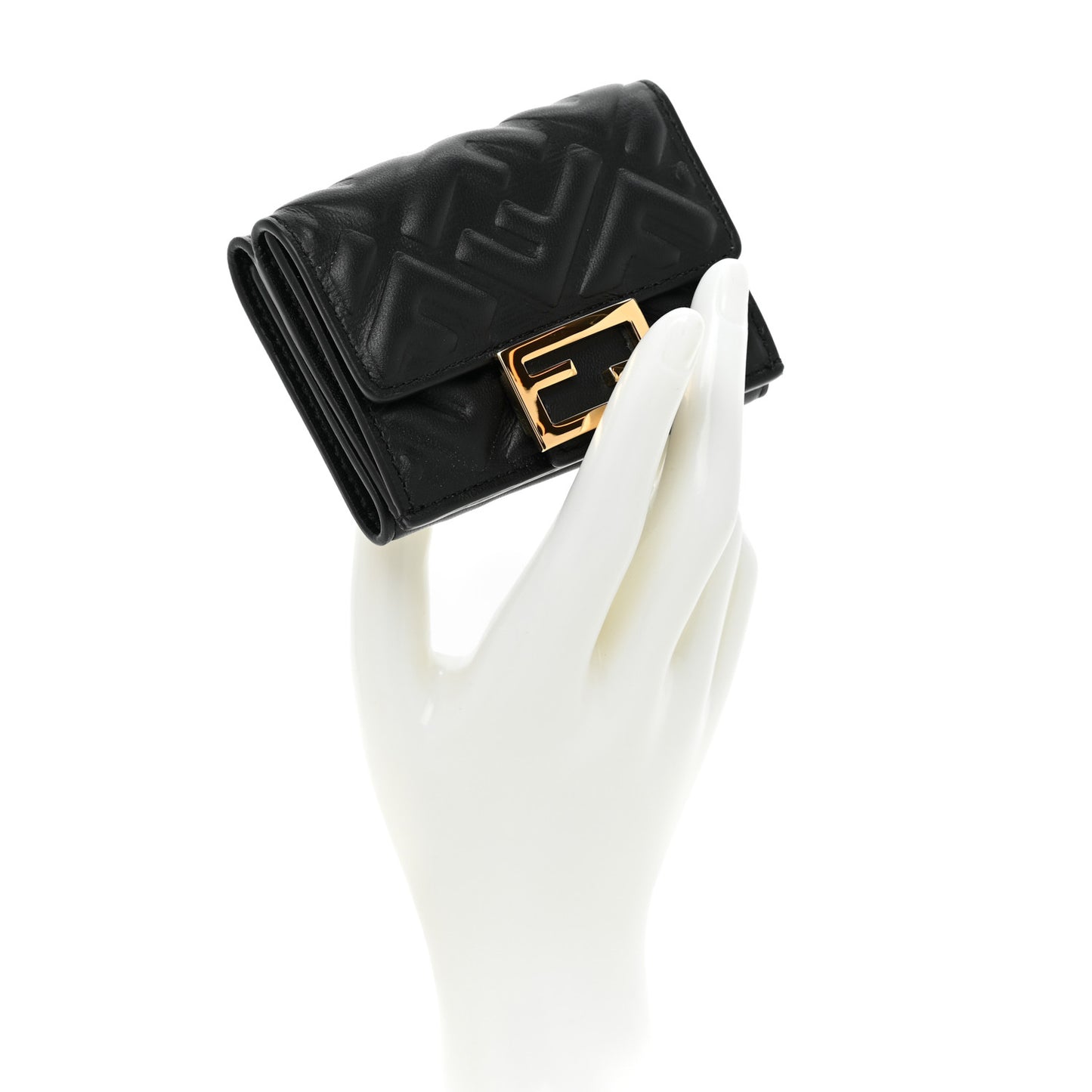 Nappa Matisse FF Diagonal Embossed Micro Tri-Fold Wallet Black