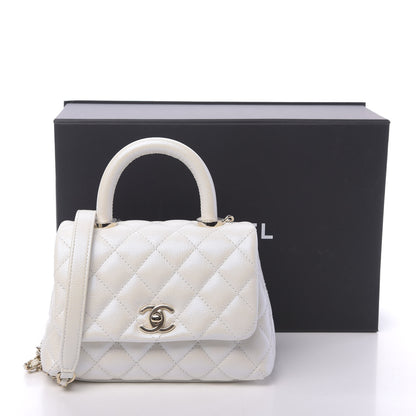 Chanel Iridescent Caviar Quilted Extra Mini Coco Handle Flap Ivory 11 of 11