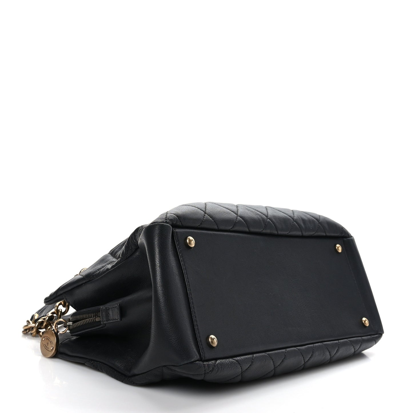 Calfskin Quilted Small CC Crown Tote Black