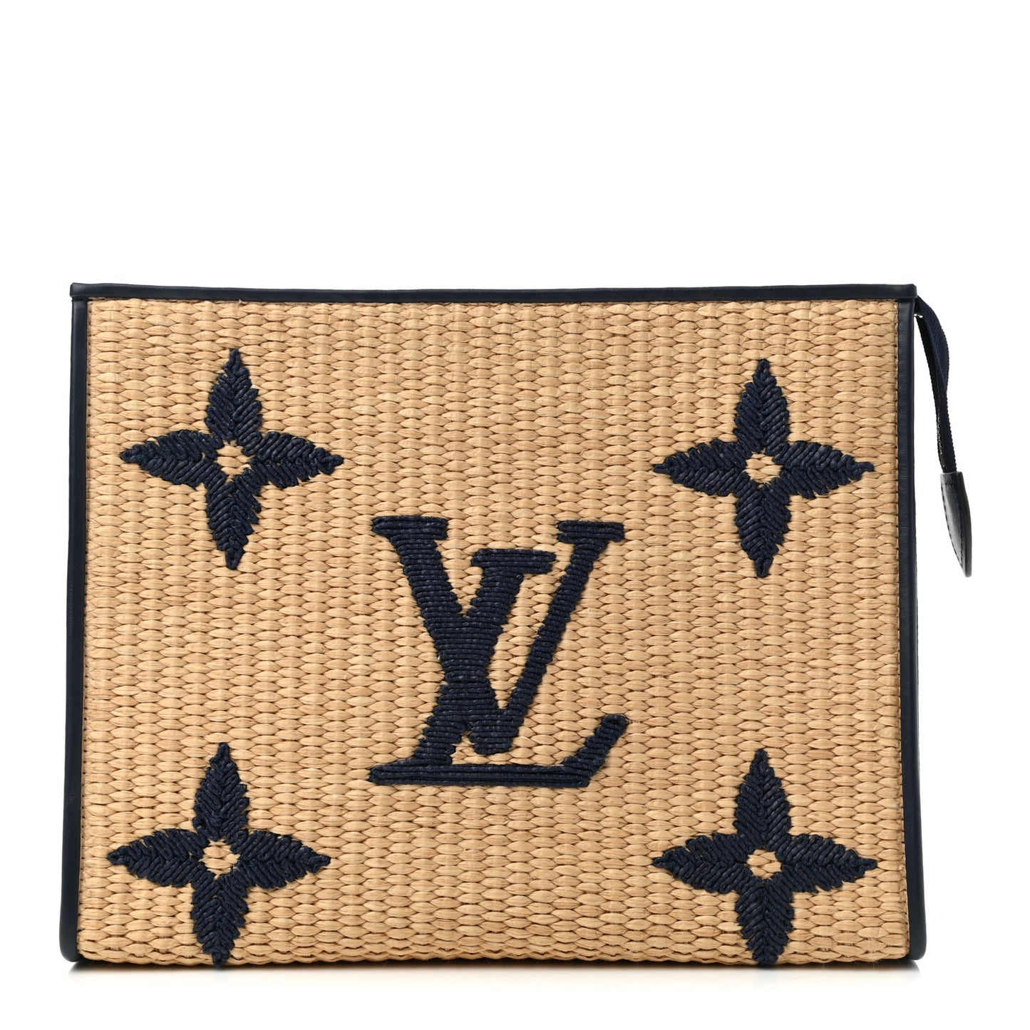 Raffia Calfskin Monogram Giant Toiletry Pouch 26 Blue