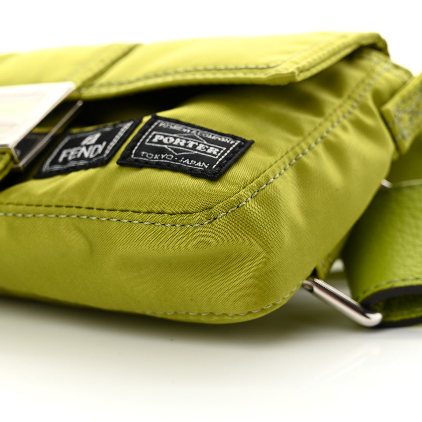 X PORTER Nylon Cuoio Roma Mini Phone Baguette Belt Bag Wasabi