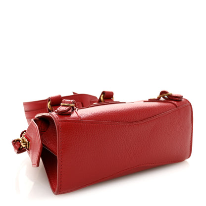 Balenciaga Grained Calfskin Neo Classic Gold Hardware Nano City Crossbody Medium Red 4 of 10