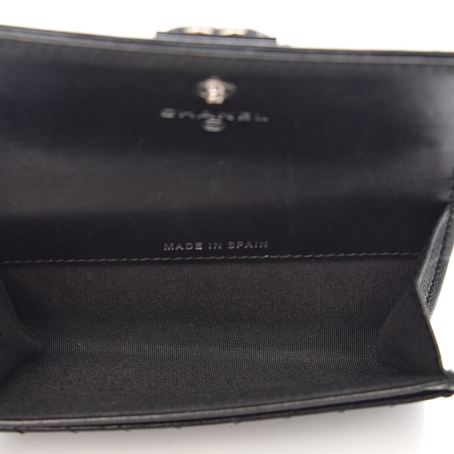 Lambskin Chevron Quilted Boy Card Holder Wallet Black