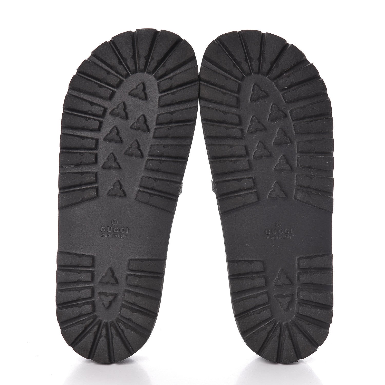 Gucci Rubber Web Mens Lug Sole Slide Sandals 8 Black Green Red 5 of 7