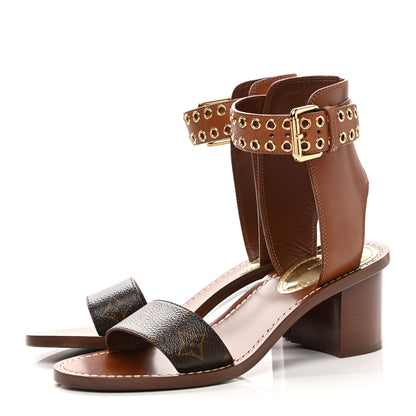 Louis Vuitton Calfskin Monogram Passenger Sandals 37.5 Cognac 3 of 8