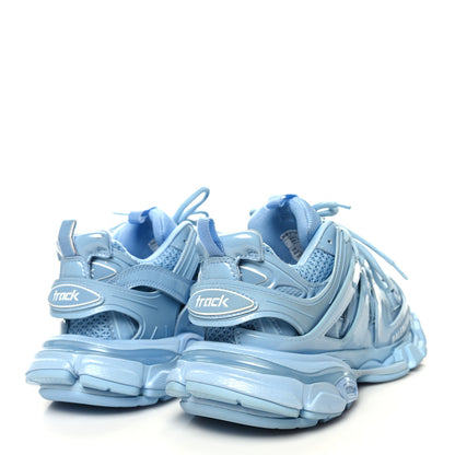 Balenciaga Patent Mesh Rubber Metallic Monochrome Womens Track Sneakers 37 Light Blue Metallic 4 of 10