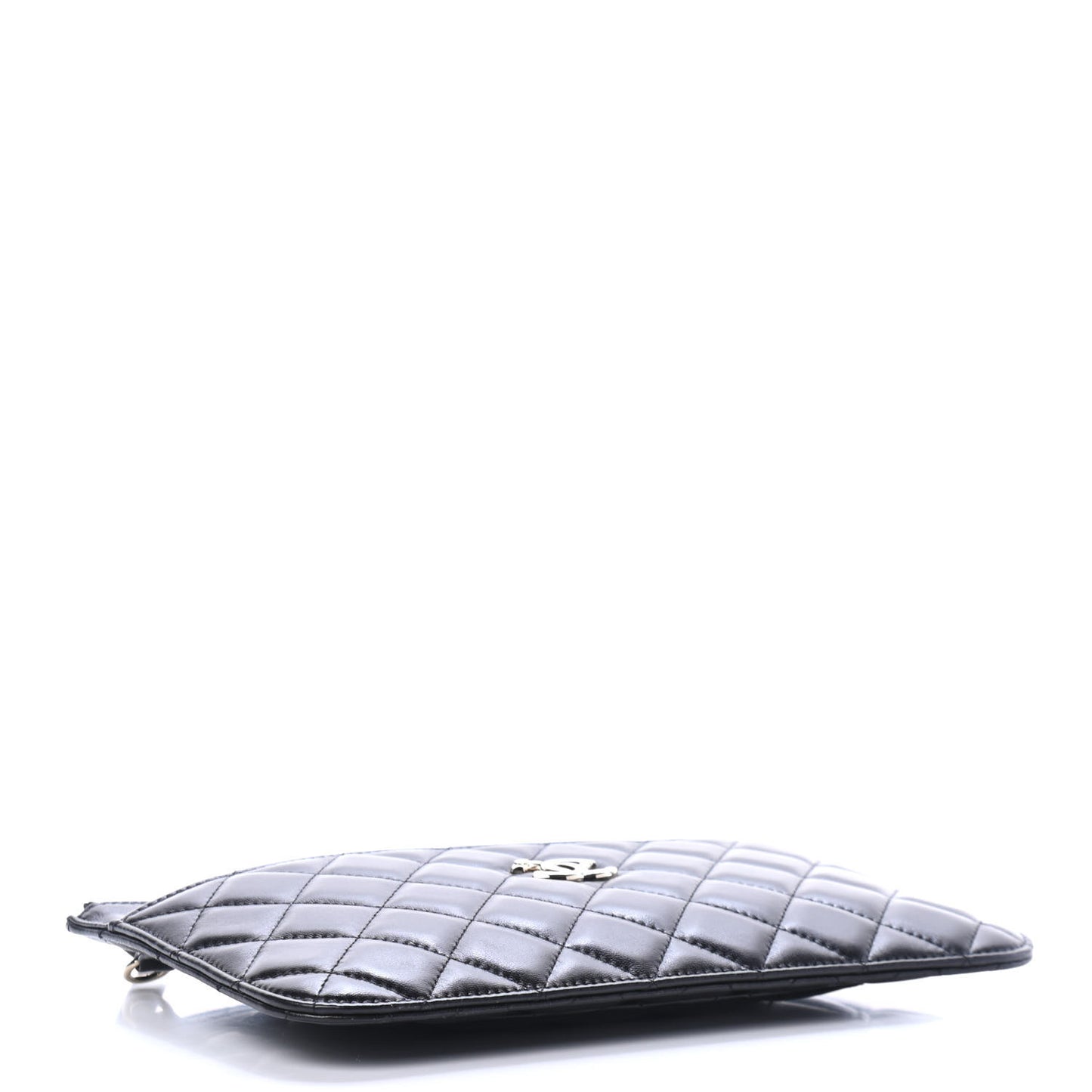 Lambskin Quilted Clutch With Chain Black