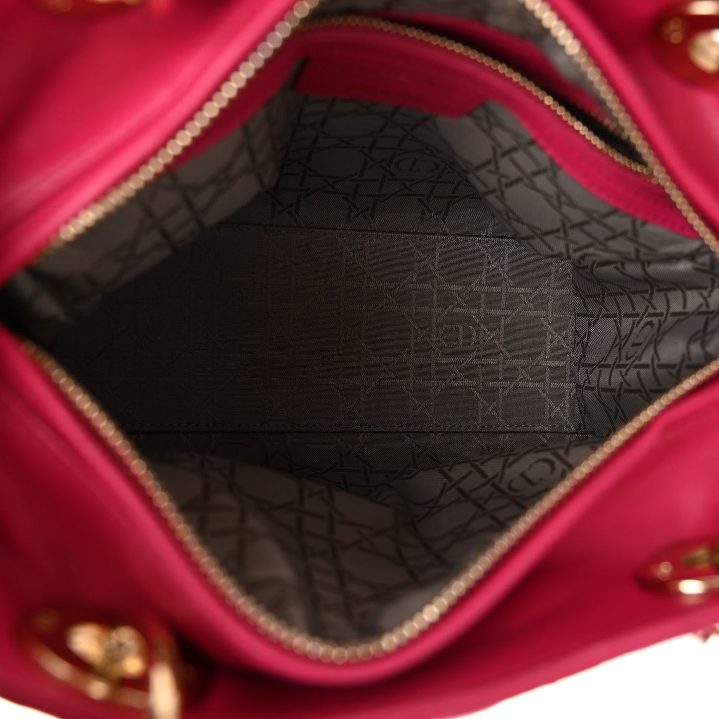 CHRISTIAN DIOR Lambskin Cannage Medium Lady Dior Fuchsia
