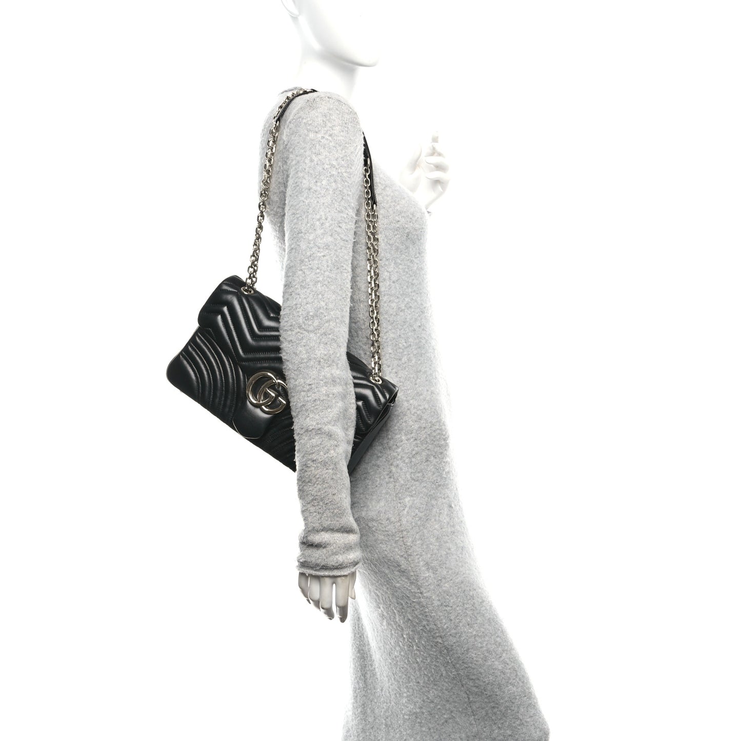Lambskin Matelasse Large GG Marmont Shoulder Bag Black