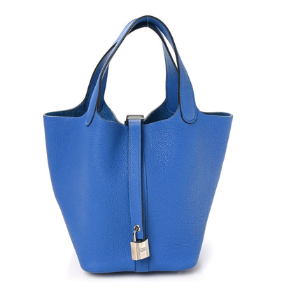 Hermes Taurillon Clemence Picotin Lock 18 PM Bleu Zellige 1 of 11