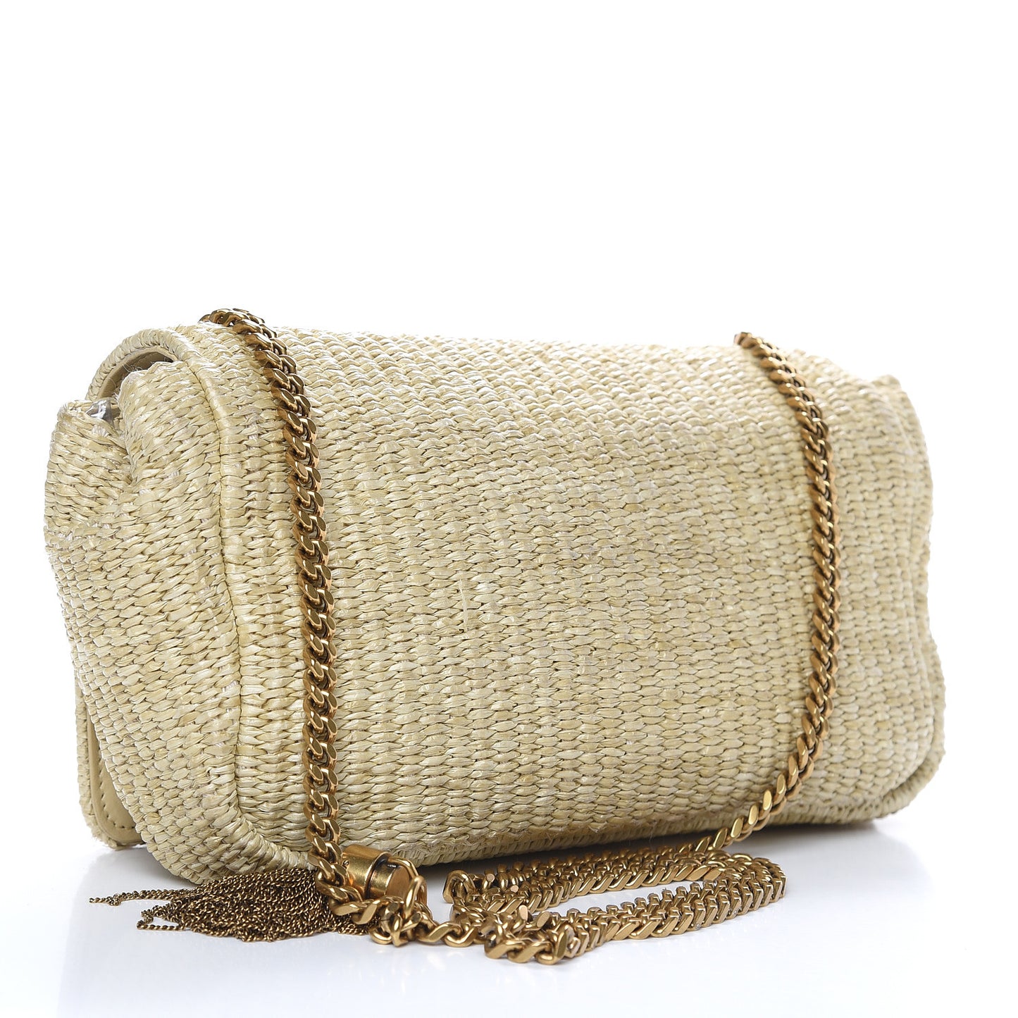 Raffia Medium Monogram Kate Satchel Naturale