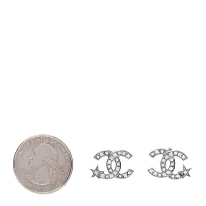 Chanel Crystal CC Starfall Earrings Silver 2 of 4