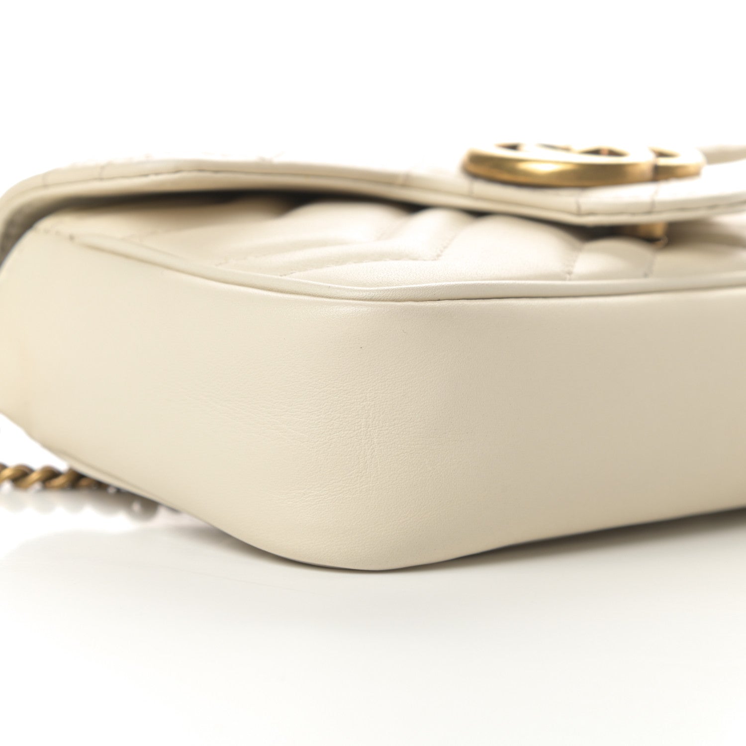Gucci Calfskin Matelasse Super Mini GG Marmont Shoulder Bag White 9 of 11